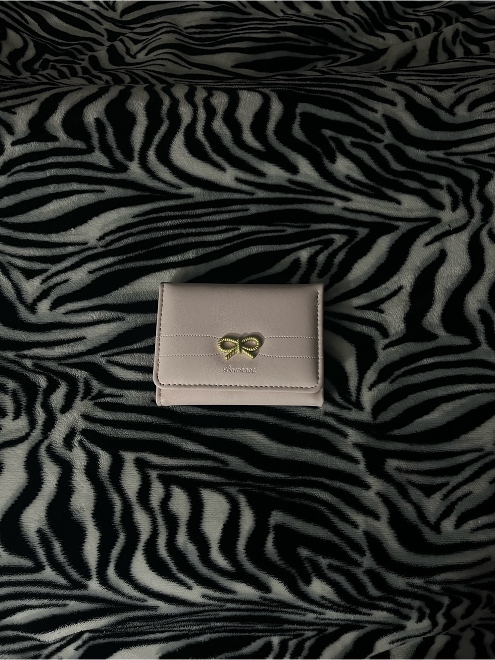 Small Women's Wallet - Light Pink with Gold Bow Accent